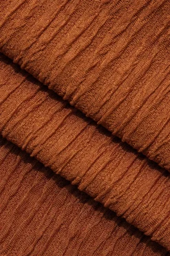 MICAS Maxi Dresses-One-Shoulder Ruched Cutout Slit Maxi Dress RUST