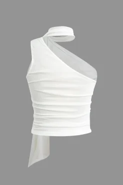 MICAS Tank Tops & Cami-One-shoulder Tank Top With Scarf