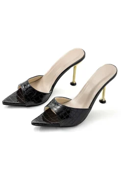 MICAS Shoes|Shoes-Open Pointed Toe Ankle-strapless High-heeled Sandals