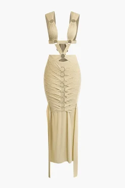 MICAS Maxi Dresses-O-Ring Cut Out Ruched Maxi Dress