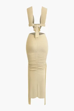 MICAS Maxi Dresses-O-Ring Cut Out Ruched Maxi Dress