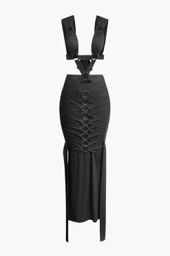 MICAS Maxi Dresses-O-Ring Cut Out Ruched Maxi Dress