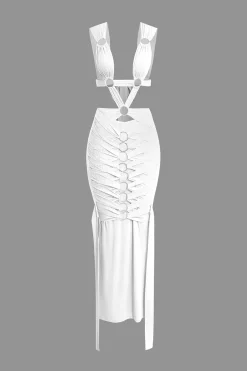 MICAS Maxi Dresses-O-Ring Cut Out Ruched Maxi Dress