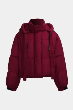 MICAS Outerwear|Outerwear-Padded Button Pocket Puffer BURGUNDY