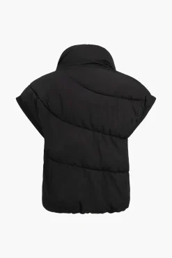 MICAS Outerwear|Outerwear-Padded Cap-Sleeve Zip Vest BLACK