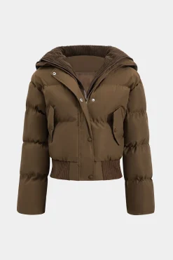 MICAS Outerwear|Outerwear-Padded Pocket Puffer Jacket BROWN