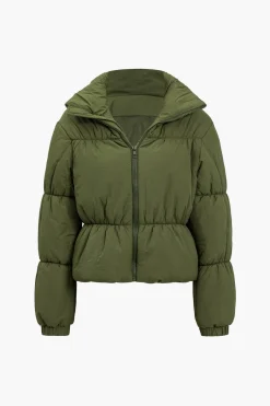 MICAS Outerwear|Outerwear-Padded Zipper Puffer GREEN