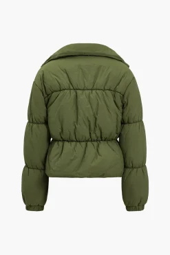 MICAS Outerwear|Outerwear-Padded Zipper Puffer GREEN