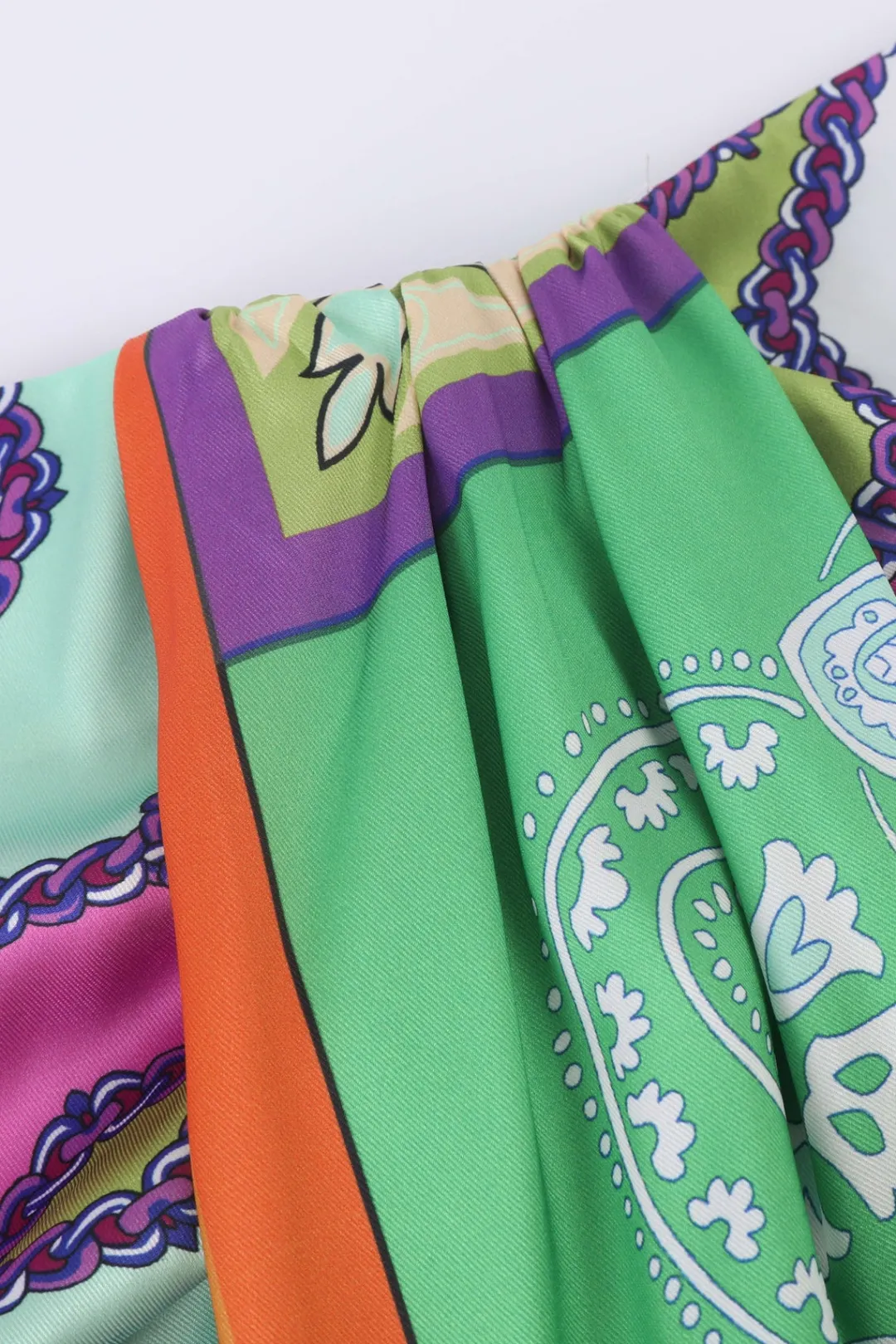 MICAS Skirts-Paisley Print Ruched Midi Skirt MULTICOLOR