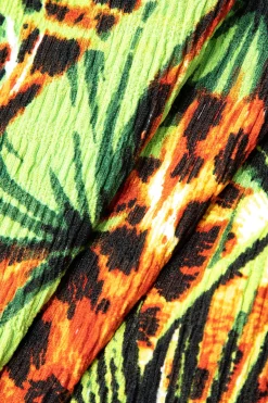 MICAS Skirts-Palm Leaf Print Fringe Knot Mini Skirt GREEN