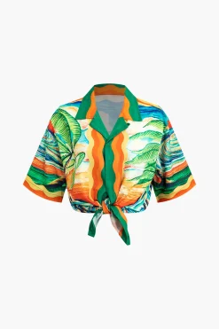 MICAS Short Sets-Palm Tree Print Shorts Set MULTICOLOR