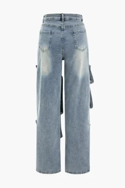 MICAS Jeans-Patchwork Button Detail Jeans