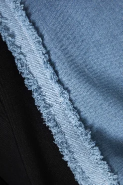 MICAS Pants-Patchwork Detail Wide Leg Trousers BLACK