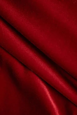 MICAS Long Sleeve Dresses|Mini Dresses-Patchwork Fur Off Shoulder Long Sleeve Mini Dress RED