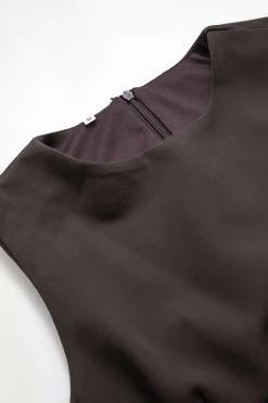 MICAS Mini Dresses-Patchwork Mesh Sleeveless Mini Dress COFFEE