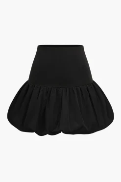 MICAS Skirts-Patchwork Puff Mini Skirt