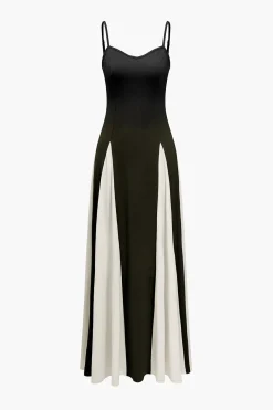 MICAS Maxi Dresses-Patchwork Spaghetti Strap Maxi Dress