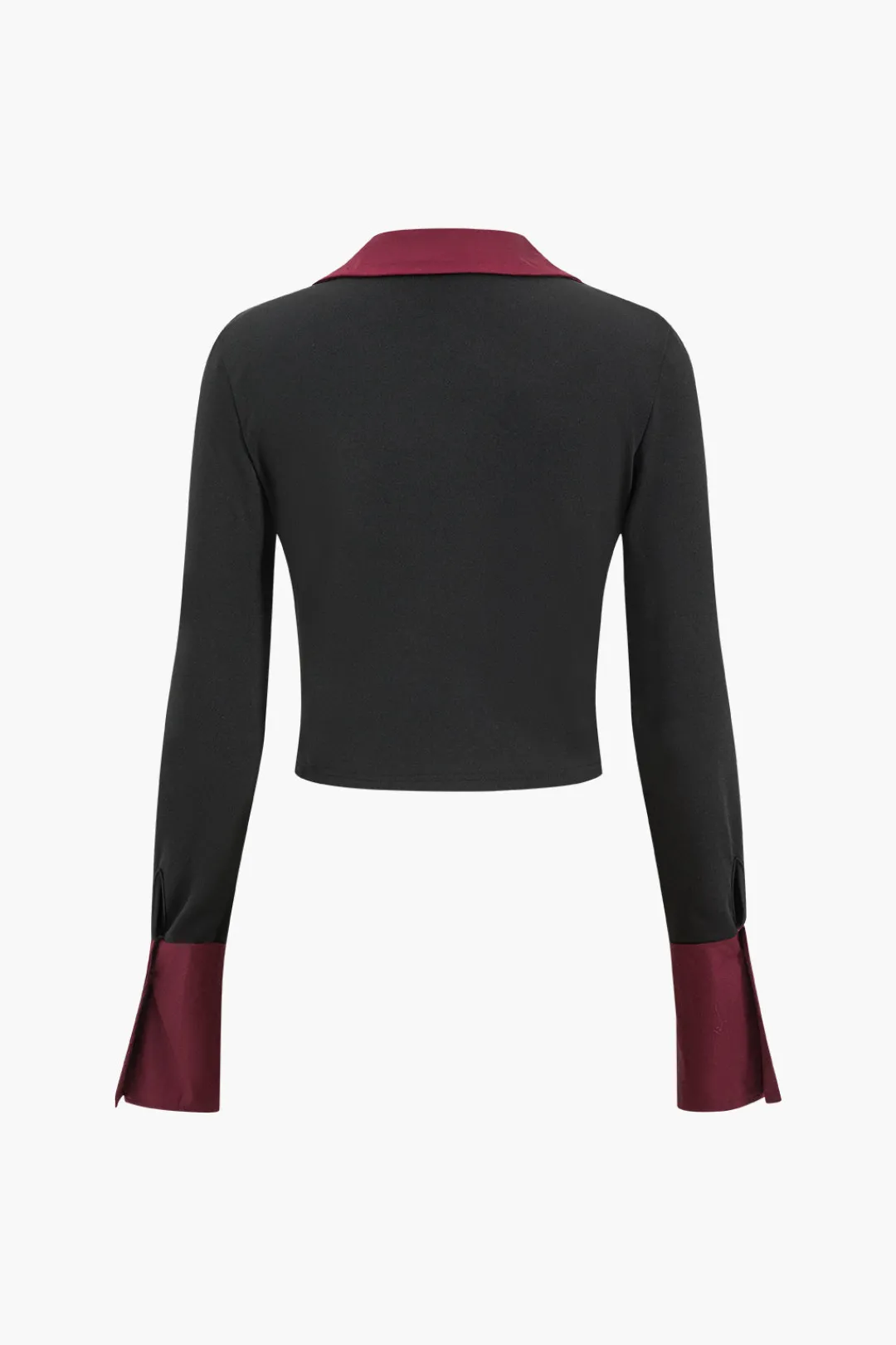 MICAS Skirt Sets-Patchwork Tie Up Top And Puff Skirt Set BURGUNDY