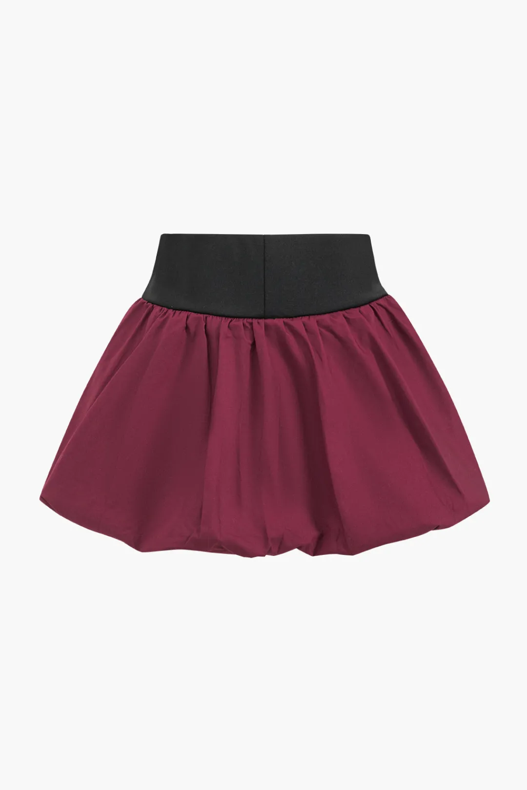 MICAS Skirt Sets-Patchwork Tie Up Top And Puff Skirt Set BURGUNDY