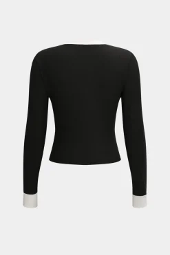 MICAS Pant Sets-Patchwork Top And Drawstring Straight Trousers Set