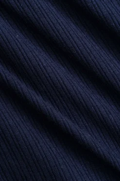 MICAS Long Sleeve Tops|Long Sleeves Tops-Patchwork V-Neck Long-Sleeve Shirt DARK BLUE