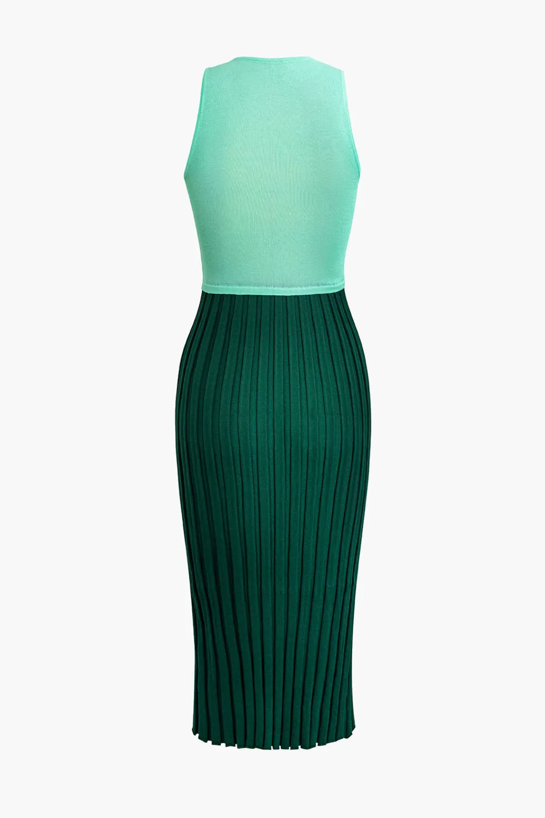 MICAS Knit Dresses-Patchwork V-Neck Tank Knit Midi Dress