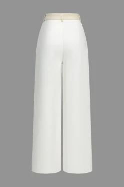 MICAS Pants-Patchwork Wide Leg Trousers WHITE