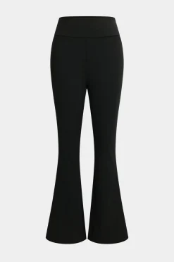 MICAS Pant Sets-Patchwork Zipper Jacket And Flared Leg Trousers Set BLACK