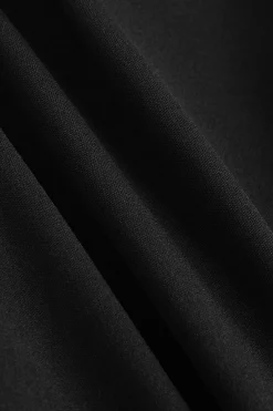 MICAS Pant Sets-Patchwork Zipper Jacket And Flared Leg Trousers Set BLACK