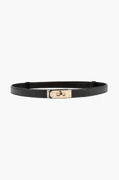 MICAS Accessories-Patent Leather Belt With Buckle Decoration BLACK