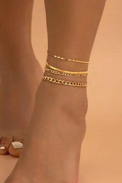 MICAS Accessories-4pc Chain Anklet Set PURE GOLD