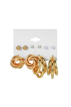 MICAS Earrings|Accessories-5pcs Geometric Circle & Faux pearl Earrings Set GOLD