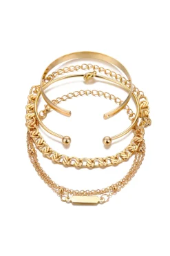 MICAS Bracelets|Accessories-4-pcs Metal Chain Bracelet Set GOLD