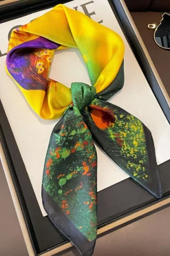 MICAS Accessories-Peacock Print Scarf YELLOW