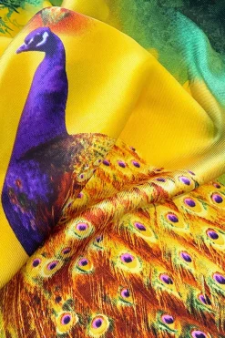 MICAS Accessories-Peacock Print Scarf YELLOW