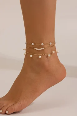 MICAS Accessories-Pearl Chain Anklet PURE GOLD