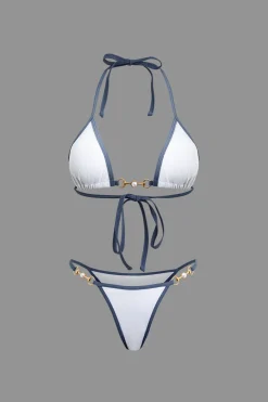 MICAS Swimwear|Vacation Sets-Pearl Detail Halter 2-piece Bikini Set