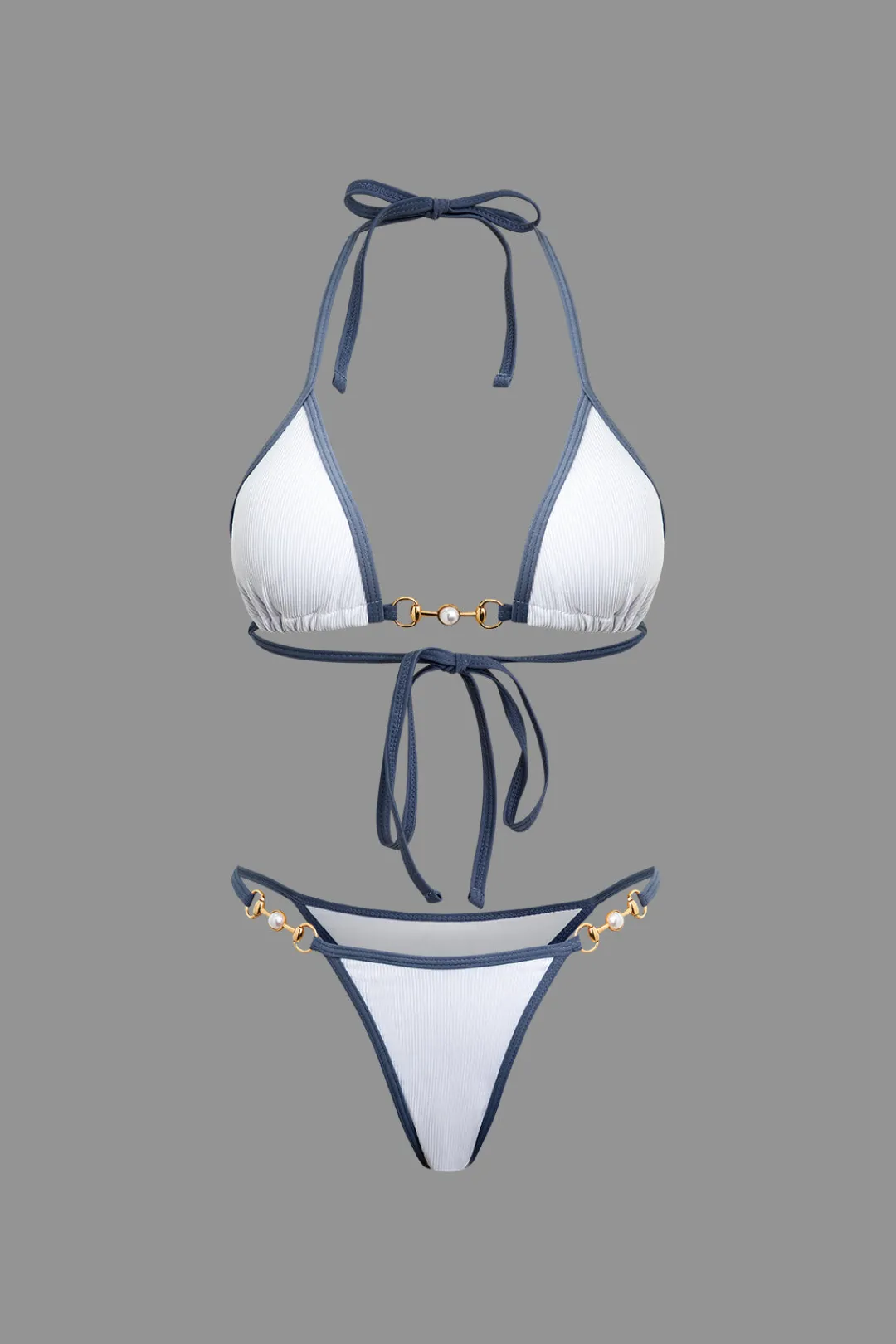 MICAS Swimwear|Vacation Sets-Pearl Detail Halter 2-piece Bikini Set