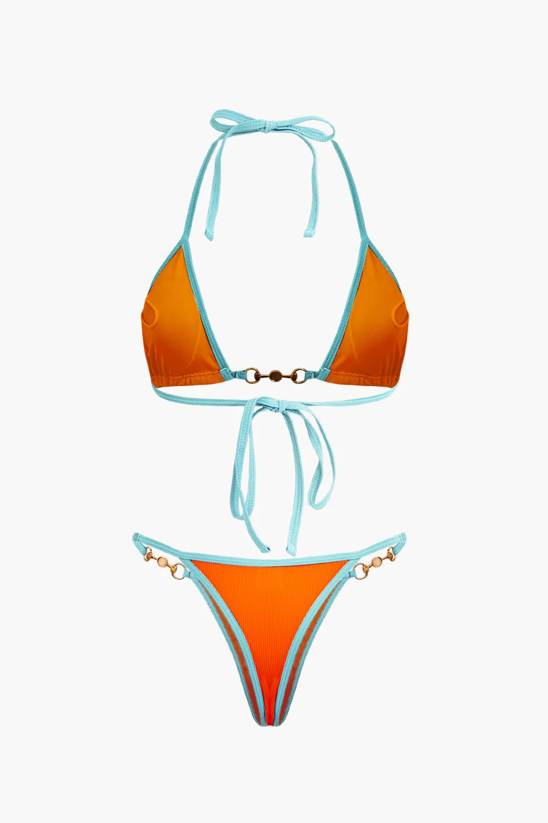 MICAS Swimwear|Vacation Sets-Pearl Detail Halter 2-piece Bikini Set