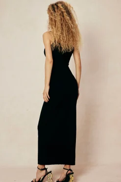 MICAS Maxi Dresses-Pearl Detail V-neck Slip Knit Maxi Dress