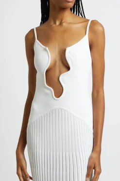 MICAS Maxi Dresses-Pearl Detail V-neck Slip Knit Maxi Dress