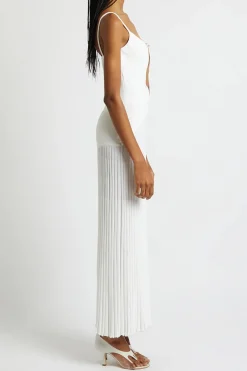 MICAS Maxi Dresses-Pearl Detail V-neck Slip Knit Maxi Dress