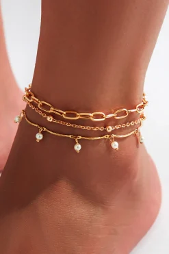 MICAS Accessories-Pearl Layer Anklet PURE GOLD