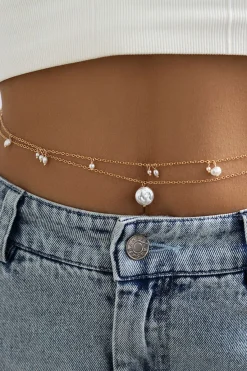 MICAS Accessories-Pearl Pendant Waist Chain PURE GOLD