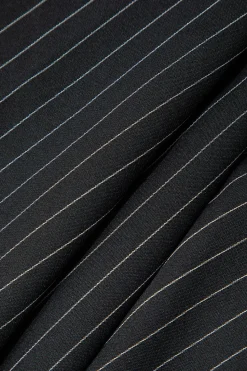 MICAS Outerwear|Outerwear-Pinstripe Print Notched Lapel Blazer BLACK