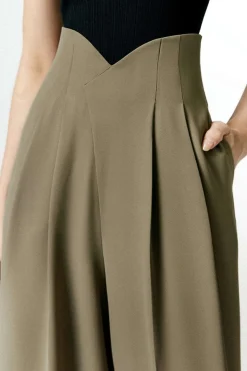 MICAS Pants-Pleated Asymmetrical Wide Leg Trousers