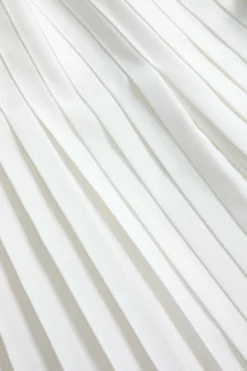 MICAS Long Sleeve Dresses|Mini Dresses-Pleated Bell Sleeve V-Neck Mini Dress WHITE