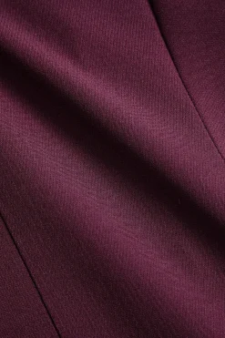 MICAS Mini Dresses-Pleated Button Short Sleeve Mini Dress BURGUNDY