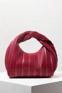 MICAS Bags|Accessories-Pleated Handheld Clutch Bag BURGUNDY