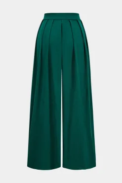MICAS Pants-Pleated High Waist Wide Leg Trousers DARK GREEN